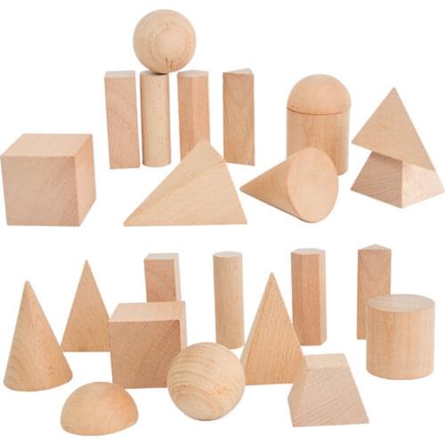 Child Educational Toys Wood Montessori Solid Geometric Shape Building Block Educational Toy Cube Cuboid Space Thinking Training