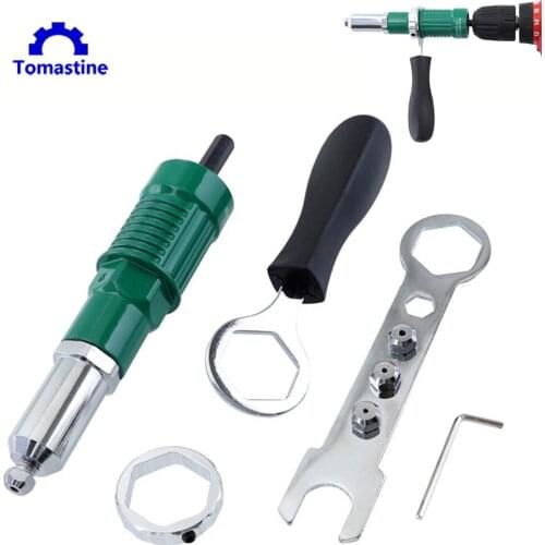 Electric Rivet Gun 2.4mm/3.2mm/4mm Rivet Nut Gun Drill Adapter Cordless Riveting Tool Insert Nut Pull Rivet Tool with Hex Wrench