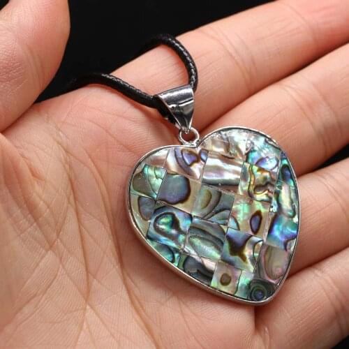 Natural Abalone Heart Shape Necklace Reiki Heal Sea Shell Pendant Good Quality for Women&Man Necklace Party Jewelry