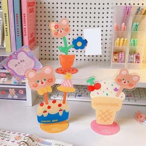 Exquisite Acrylic Photo Stand Cartoon Memo Stand Cute Animal Note Paper Holder with 2 Clips Ideal for Wedding Christmas