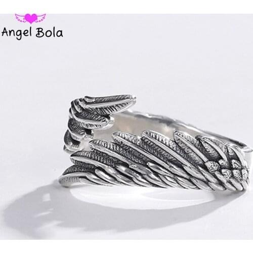 New Fashion Angel Devil Wings 100% 925 Sterling Silver Couple Ring Adjustable Wedding Party Holiday Jewelry Gift Wholesale
