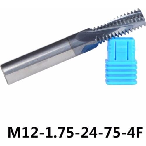 1pc M12 Tungsten Carbide thread end mill M12*1.75, thread mills, thread milling cutter with TIALN coating Metric 1.75mm Pitch