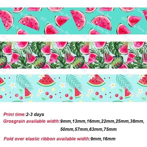 Summer watermelon design printed grosgrain ribbon Diy Hairbow headwear printed grosgrain ribbon gift decoration ribbons 50 yards