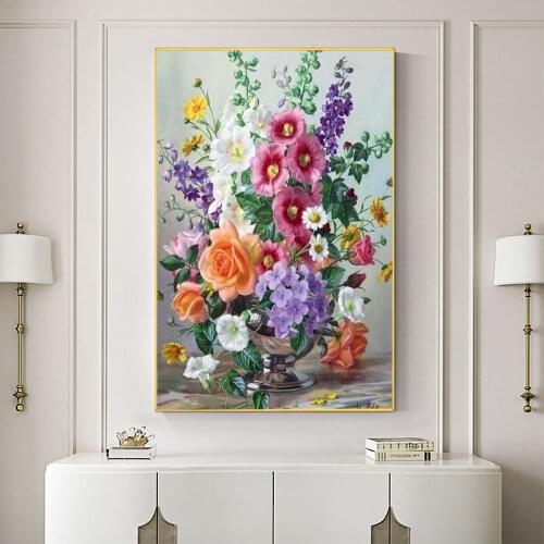 Flowers Adult Child Pre-Printed 11CT Cross Stitch Embroidery Complete Kit DMC Threads Knitting Painting Handiwork Gift