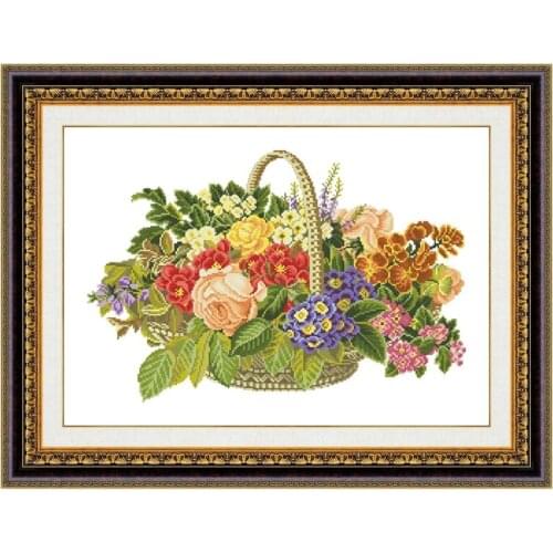 Flowers in a basket cross stitch kits pattern design 18ct 14ct 11ct unprint canvas embroidery DIY needlework
