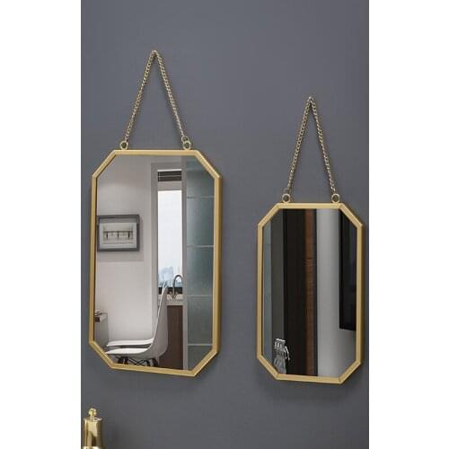 Nordic Simplaicity Wall Mirror Bathroom Decor Mirror Home Supplies Decoration Crafts With Metal Chain Wall Hanging Ornaments