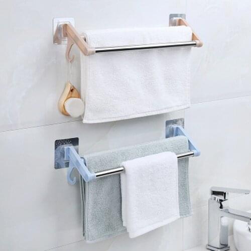 Stainless Steel Double Towel Bar Rotating Towel Rack Bathroom Kitchen Wall-mounted Towel Rack Holder Double Holder