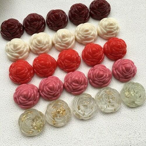 Newest 50pcs/lot 19mm color printing cartoon rose rounds shape resin flatback beads diy jewelry earring/garment accessory