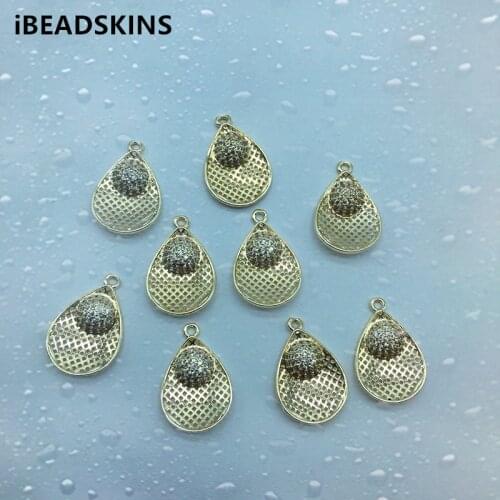 New arrival! 21x14mm 50pcs Copper/Cubic zirconia Drop charm for Necklace DIY /Earrings parts,hand Made Earrings Jewelry DIY