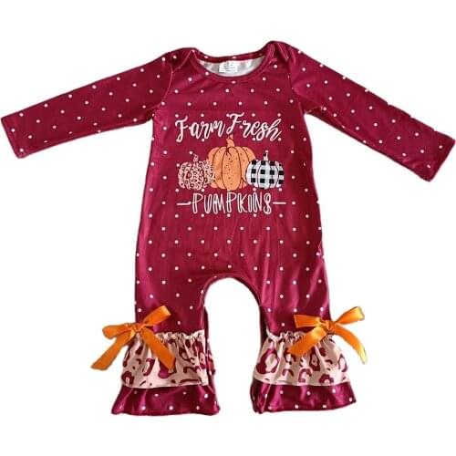 New design girls romper Halloween pumpkin print baby girl romper hot sale infant baby girl designer rompers fall outfits rompers