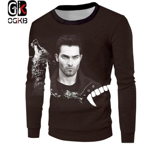 OGKB Teen wolf Hiphop Crewneck Pullovers Funny Print Action Figure teen wolf 3d Sweatshirt Anime Hoodies women Long Sleeve Sweat