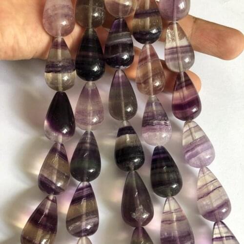 Wholesale 1string of (15 Beads) Natural Rainbow Fluorite Beads 14x24mm Round Tear Drop Beads Fit Jewelry DIY 15"
