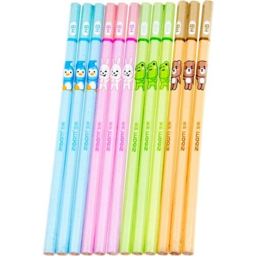 Wholesale 72pcs Kawaii Wood Pencil Set HB Cute Rabbit Bear Animals Pencils for School Supplies Kids Stationery Christmas Gift