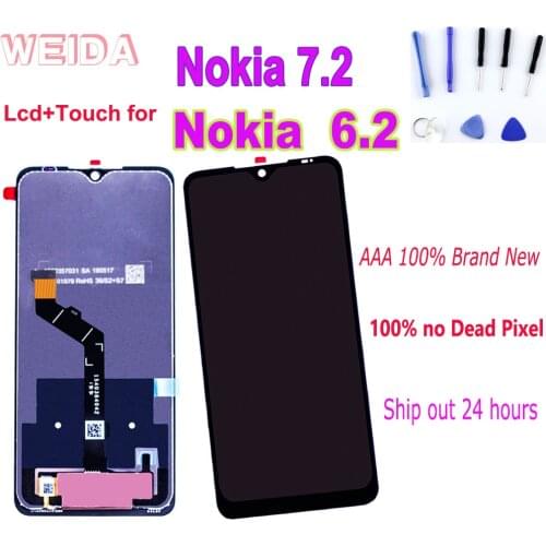 Original 6.3" LCD Display for Nokia 7.2 Nokia 6.2 TA-1198 TA-1200 TA-1196 Touch Screen Digitizer Assembly Frame with Free Tools