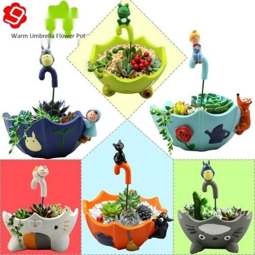Resin Plastic Flower Pot Umbrella-shaped Succulent Creative Flower Pots Desktop Potted Ornaments
