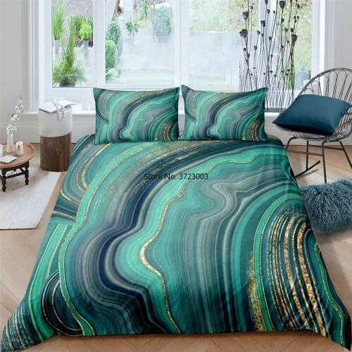 Simple Marble Pattern Bedding Set Adult Bedroom Black Quicksand Decoration Down Duvet Cover Pillowcase 2-3 Pieces Home Textiles