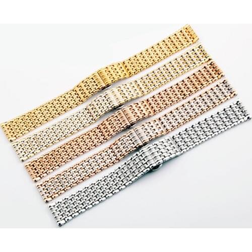 Stainless steel strap mens watch accessories for Longines Jiayu steel strap womens double button butterfly buckle watch band