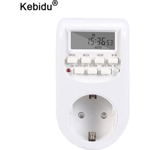 Kebidu Digital Timer Switch EU Plug Kitchen Timer Outlet 220V 50HZ 10A 7 Day 12/24 Hour Programmable Timing Socket wholesale