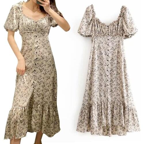 Sexy Deep V Women Dress Ladies Slimming Print Casual Button Retro Loose Long Dress Party Cub Plus Size vestidos