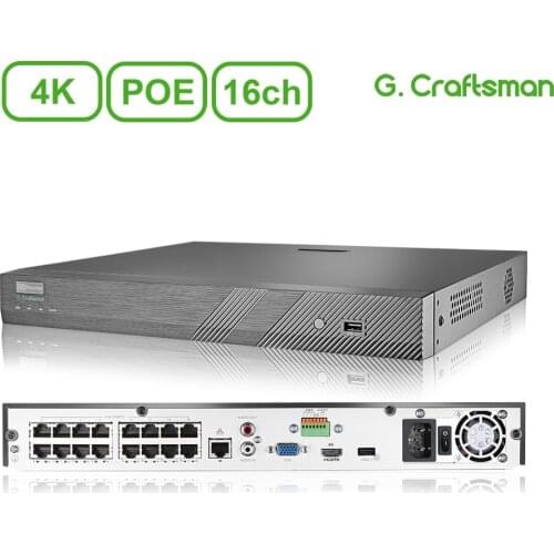 16ch 4K POE NVR H.265 Onvif Network Video Recorder System 2HDD 24/7 Recording IP Camera P2P Guard Viewer Support Mac G.Craftsman