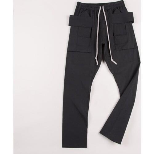 American Famous Brand RO Drawstring Pure Colour Cargo Pants Streetwear Techwear Mens Clothing Traf Womens Pants Men Trousers