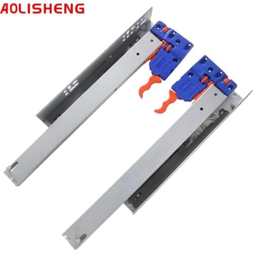 AOLISHENG Concealed Drawer Runner Three-Section Soft Closing Bottom Mount Kitchen Cabinet Slides