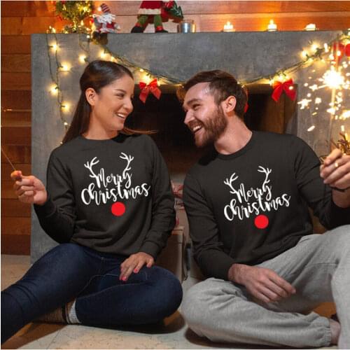 Merry Christmas Couple Sweatshirts Mr and Mrs Sweaters Men Women Couples Pullovers Hoodies Wifey & Hubby Christmas Clothes