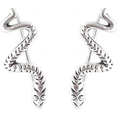DARK DIAMOND-snake climbing earrings in 925 sterling silver. Perfect and comfortable for daily use. (1 unit)