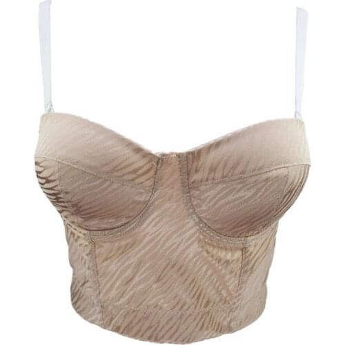 Summer Sateen Stripes Push Up Breast Short Sexy Top Female Crop Top Women Harajuku Camisole Solid Camis Tops With Built In Bra