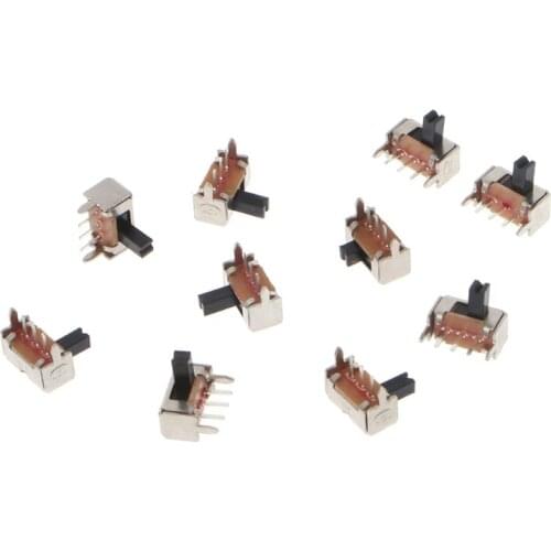 YYSD 10 Pcs Toggle Vertical Slide Switch 1P2T 3 Pin 3mm Shank For PCB Mount SK12D07-VG4