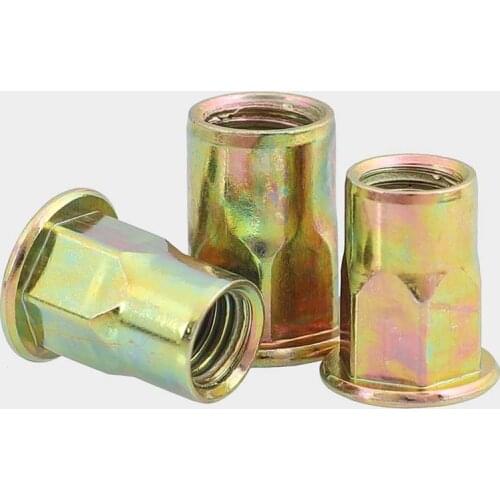 5/20pcs Carbon Steel Full Semi Hex Hexagon Flat Head Binding Rivet Nut M4 M5 M6 M8 M10 M12 Insert Rivnut Nutsert Metric Thread
