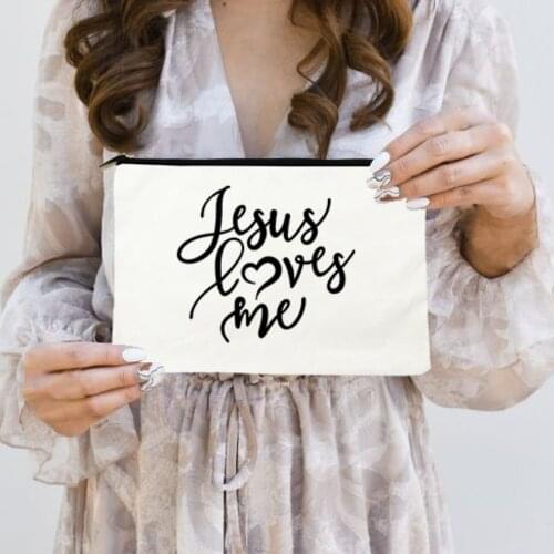 Jesus Love Me Fashion Womens Cosmetic Bag Toiletries Organizer Storage Printed Makeup Pouch Pencil Bag Shopping Tote Best Gift