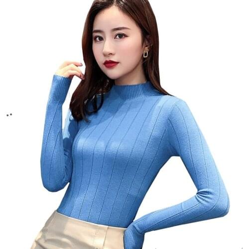2019 New Autumn Winter Women Turtleneck Pullovers Sweater Knitted Elasticity Casual Jumper Slim Short Warm Soft Female Sweaters