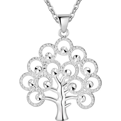 New promotion silver color for women lady cute nice jewelry beautiful elegant women shiny Christmas Tree CZ necklace classic