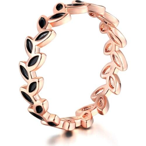 Oil Drip Oliver Leaf Ring For Women Rose Gold Color All Size Gift For Girls Daily Accessories Fashion Jewelry R183