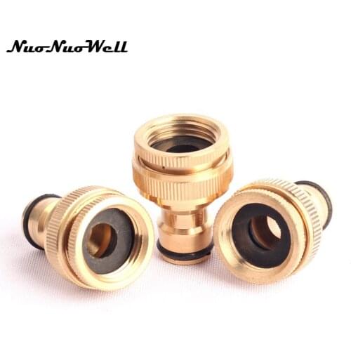 1pcs NuoNuoWell 1/2" 3/4" Thread Quick Connector 100% Brass Tap Adapter for Garden Irrigation Watering Hose Pipe Fittings