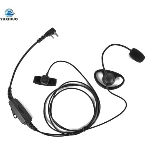 2 Pin D Shape Earhook Tactical Headset with Finger PTT Mic Earpiece for Kenwood BaoFeng UV-5R UV-82 BF-888S BF-F8 Walkie Talkie