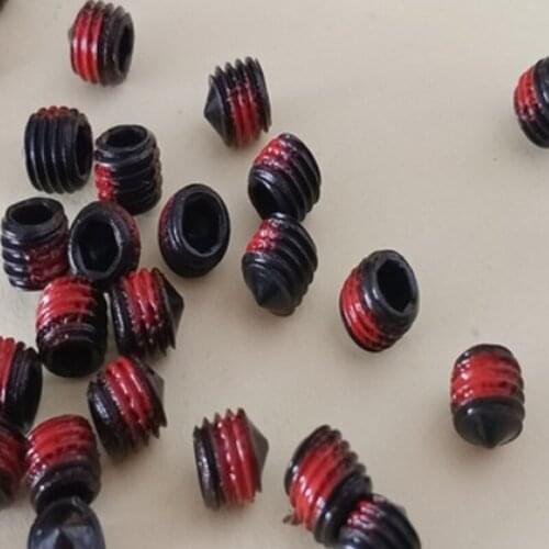 31pcs M3 M5 Red Anti-Dropping Screws Bolt Allen Set Screw Inner Hexagon Tip End Bolts Dispensing Thread Nail Alloy Steel