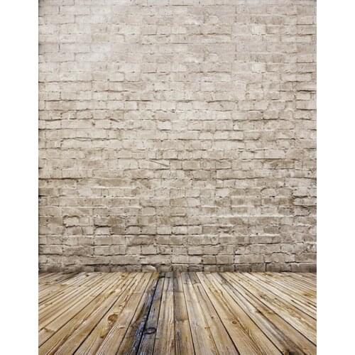 5x7ft White Brick Wall Wooden Floor Photography Backdrops Photo Props Studio Background