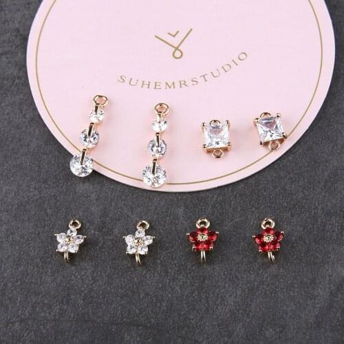 6pcs New Romantic Copper Zircon Retro Waterdrop Pendant Flower Bird Cage Statement Earings For Women Diy Vintage Accessories