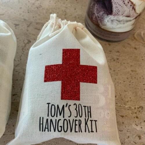 Glitter party favor bag welcome bag custom bachelorette bag hangovers Bag wedding birthday gift bags Survival Emergency Kit bag