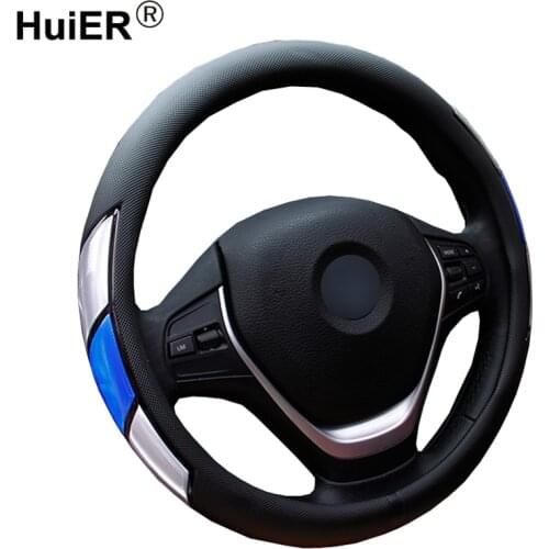 HuiER Car Steering Wheel Cover Steering Cover 3 Colors Anti-slip For 37-38CM/14.5-15" Car Styling Auto Steering-wheel Car-covers