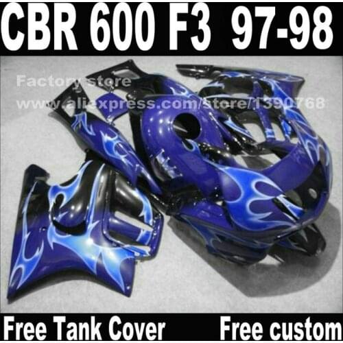 Motorcycle parts for HONDA CBR 600 F3 fairings 1997 1998 CBR600 F3 97 98 dark light bue fairing kit plastic sets