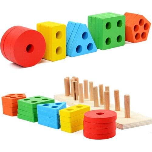 Baby Toys Wooden Blocks Shape Jointed Board Montessori Teaching Leaning Education Building Chopping Block Match Toy