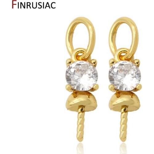 Inlaid Zircon Mini Screw Eye Pins for Jewelry Making, Pearl Beads Screw Threaded Eyelets Clasps Findings for Charm DIY Earrings