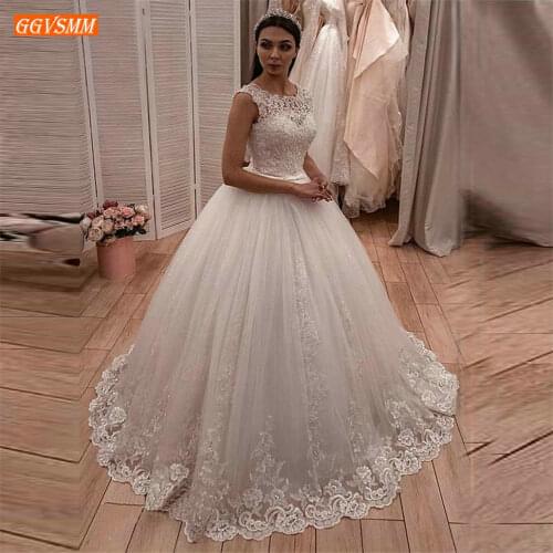 Delicate Princess White Wedding Gowns Backless Lace Applique Ball Gown Wedding Dress 2020 Sleeveless Custom Made Bride Dresses