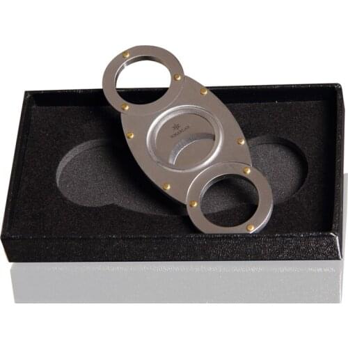 Stainless Steel Double Guillotine Pocket Cigar Cutter tobacco cutting cutters of cigars smoke tools Sharp Blades Knife Scissors