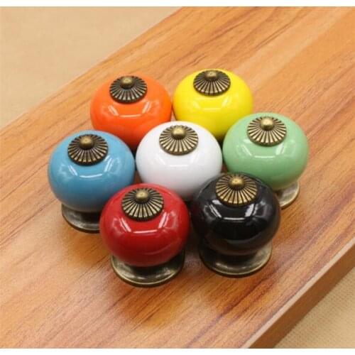 Ceramic Pumpkin Shaped Furniture Handles Creative Doorknob for Cabinet Drawer Wardrobe Door YH1652