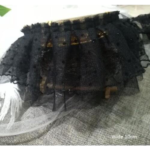 1Yards Embroidery Dot Mesh Lace Fabric 10cm Tulle Lace Trim White Black Lace Ribbon Applique Collar Sewing Guipure Crafts LE39