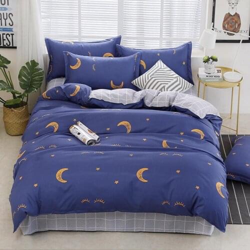 Moon Stars Sweet Dream Bedding Set Comforter Cover Bed Sheet Pillowcases Set Comfortable Bed Linens for Kids Men Women 5 Sizes